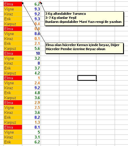 Koşullu Biçimlendirme